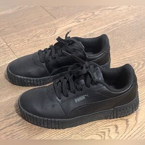 Puma Black Leather Low-Top Sneakers